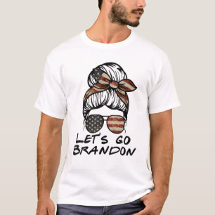 Camiseta Vamos Go Brandon Messy Hair Bun America Flag Lets