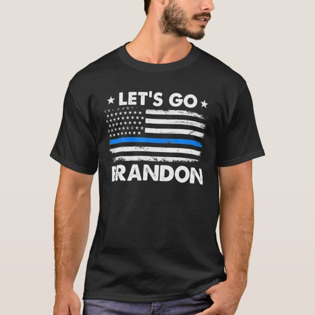 Camiseta Vamos Go Brandon Thin Blue Line - Sinalizador EUA (Frente)