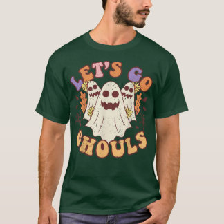 Camiseta Vamos Groovy Go Ghouls Retro Foral Ghost Figurume