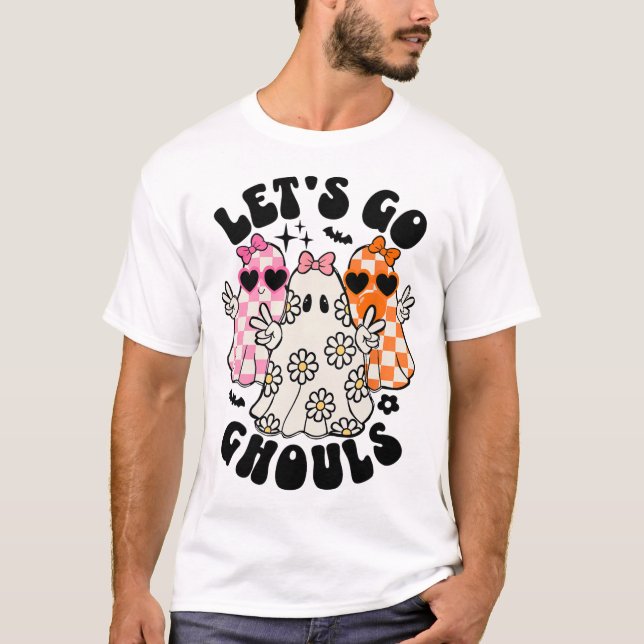 Camiseta Vamos Ir Ghouls Halloween Ghost Floral Spooky Seas (Frente)