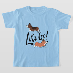 Camiseta "Vamos Ir" Gráfico Gráfico de Corgi Divertido Cria