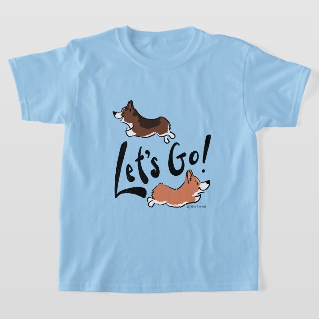 Camiseta "Vamos Ir" Gráfico Gráfico de Corgi Divertido Cria (Postura )