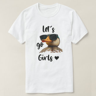 Camiseta Vamos Ir Meninas Coração Engraçado Pato Vestindo Ó