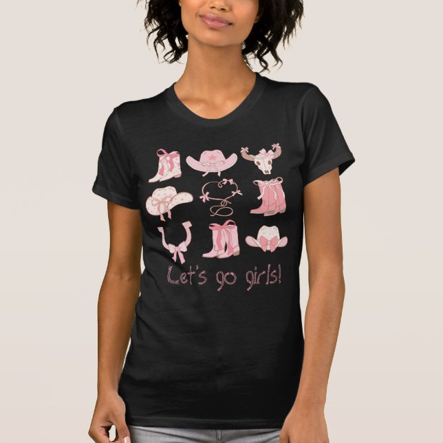 Camiseta Vamos Ir Meninas País com Destaques de Garota Rosa (Frente)
