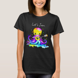 Camiseta Vamos Jam   Octopus Tocando Violão Acústico