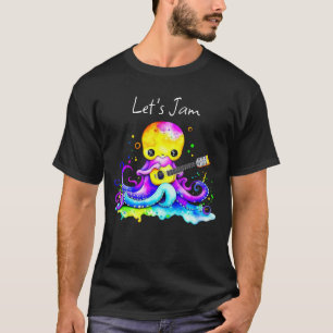 Camiseta Vamos Jam   Octopus Tocando Violão Acústico