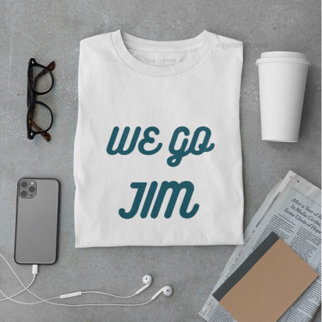 Camiseta vamos Jim, ginástica engraçada com texto azul (Criador carregado)