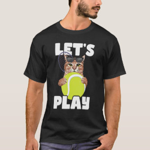 Camiseta Vamos Jogar - Gato Óculos de Sol Tenista Esportes 