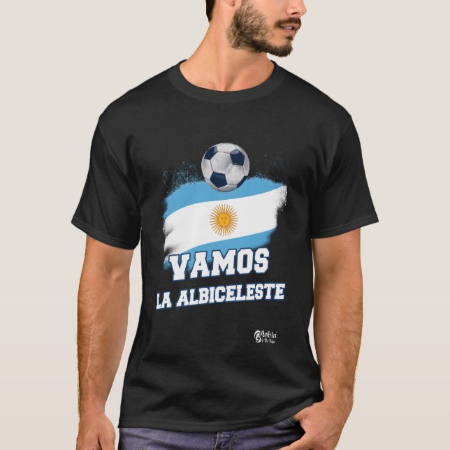Camiseta Vamos La Albiceleste Futebol Negro (Frente)