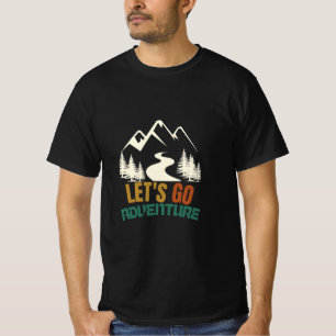 Camiseta Vamos Lá Aventura Montanha Vintage Caminhada Retro