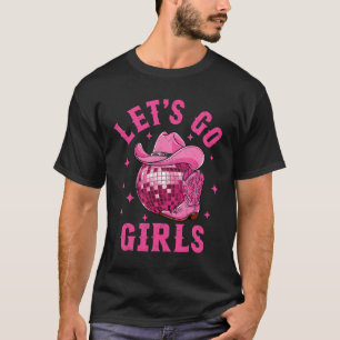 Camiseta Vamos Lá Garotas Cowgirl Ocidental Bota Chapéu Dis