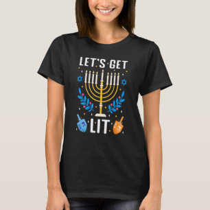 Camiseta Vamos Lit Hanukkah judeu Menorah Holiday Chan