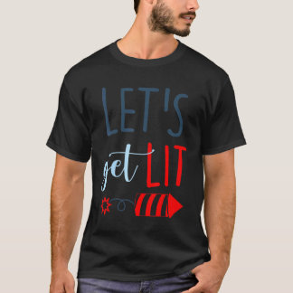 Camiseta Vamos Lit Patriótico 4 De Julho Fogos De Artifício