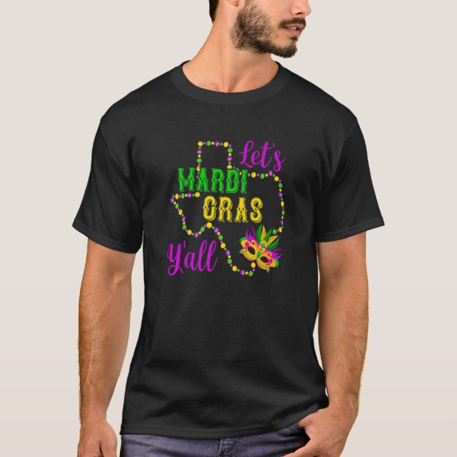 Camiseta Vamos Mardi Gras Yall New Orleans Mardi Gras Carni (Frente)
