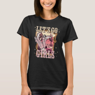 Camiseta Vamos Meninas Corações Rosa Retrô Botas de Vaqueir