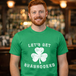 Camiseta Vamos nos Shamrockar Dia de São Patrício Desgasta