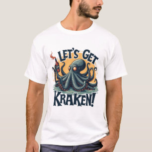 Camiseta Vamos Obter Octopus De Bebendo De Rum Funny Kraken