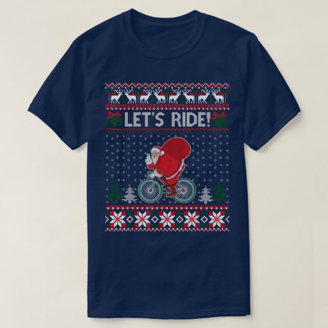 Camiseta Vamos Passear Bicicleta Feia de Natal Sweater Engr (Frente do Design)