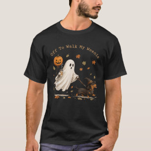 Camiseta Vamos Passear Meu Dachshund Fantasma Divertido Wee