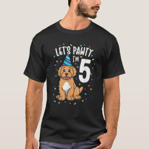 Camiseta Vamos Pawty Sou 5 Goldendoodle Cachorro 5 Aniversá