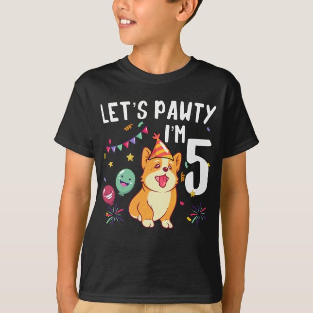 Camiseta Vamos Pawty, tenho 5 anos (Frente)