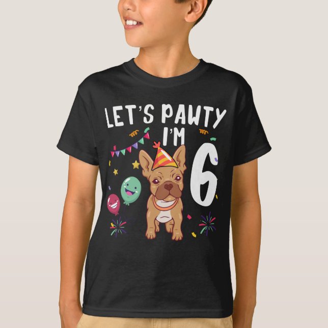 Camiseta Vamos Pawty, tenho 6 anos (Frente)