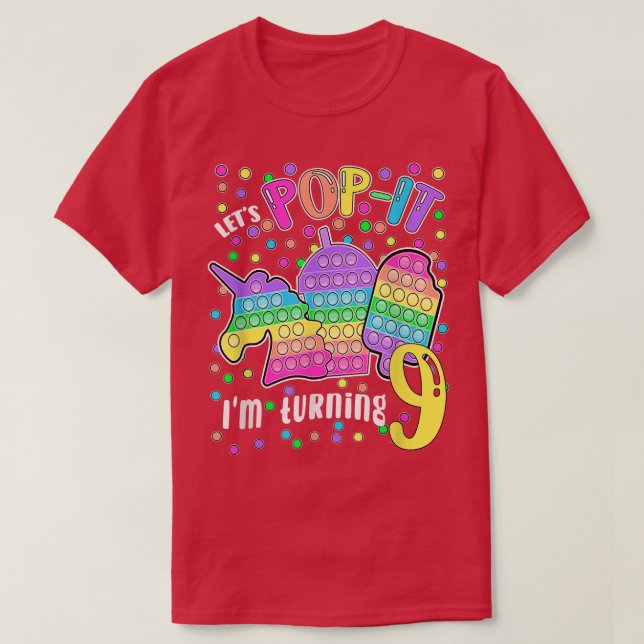 Camiseta Vamos Popit estou fazendo 9 Coloridos 9º aniversár (Frente do Design)