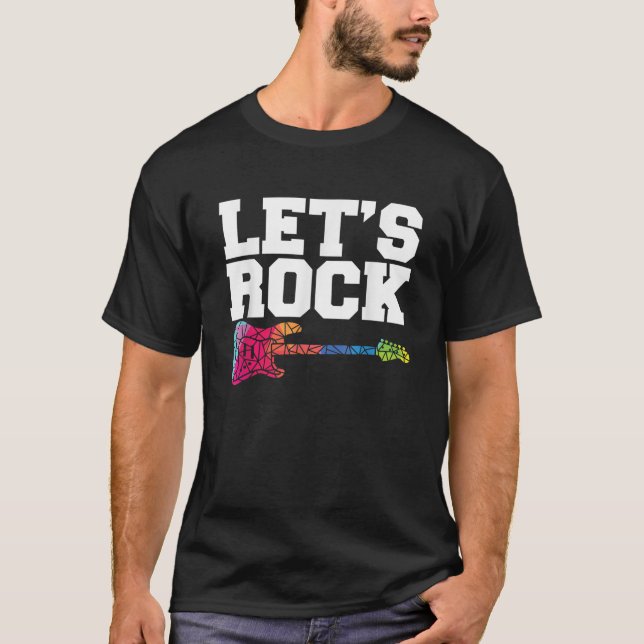 Camiseta Vamos Rock I Rock n Roll Guitar Retro Musical I Gu (Frente)