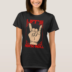 Camiseta Vamos Rock & Roll Devil Horn Vintage Rock Music Ro