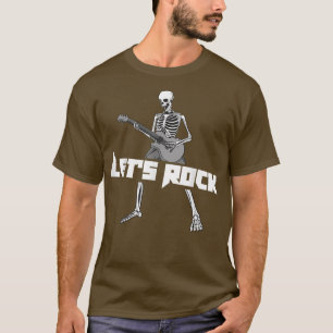 Camiseta Vamos Rock Skeleton Guitar Halloween Costu