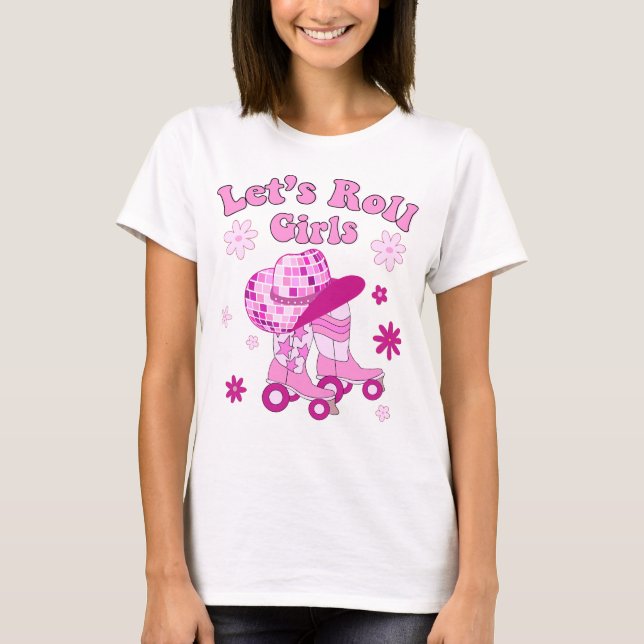 Camiseta Vamos Roll Girls Rolling Skates Western Cowgirl Co (Frente)