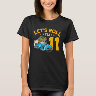 Camiseta Vamos Roll Sou 11 Carro de Corrida de Aniversário