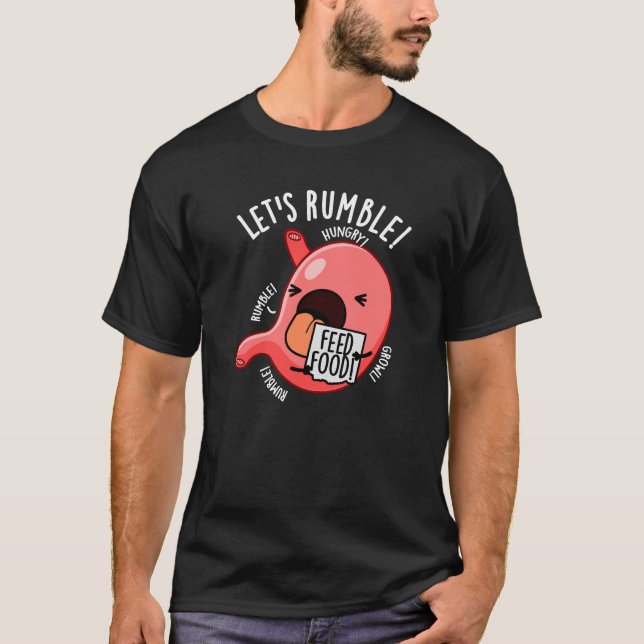 Camiseta Vamos Rumble Funny Stomach Pun Dark BG (Frente)