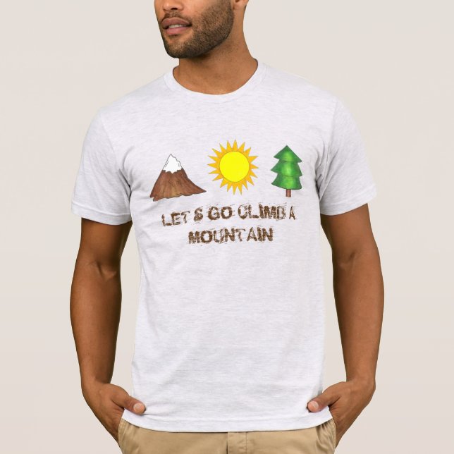 Camiseta Vamos sobe em uma montanha escalando árvore Sun Te (Frente)