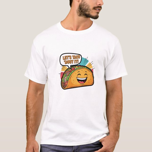 Camiseta Vamos Taco - Engraçado Feliz Cartoon Taco (Frente)
