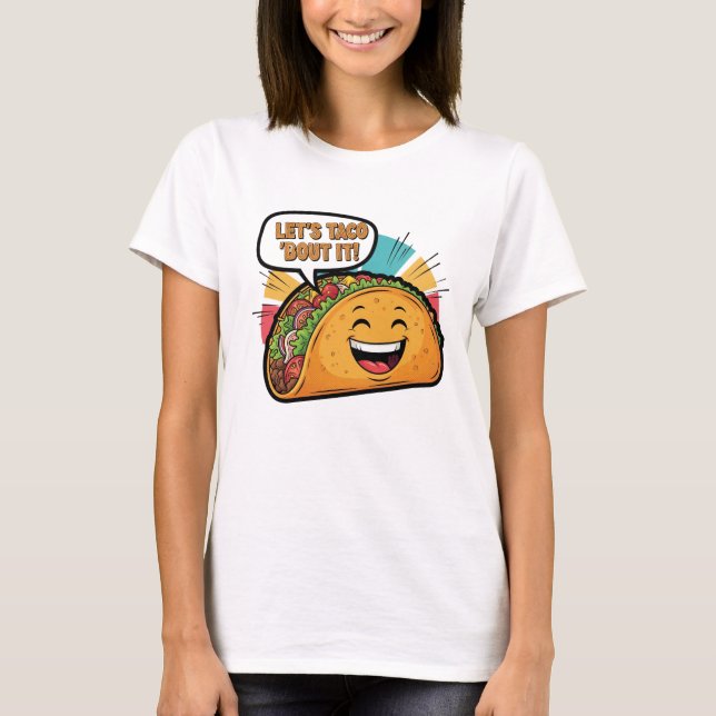 Camiseta Vamos Taco - Engraçado Feliz Cartoon Taco (Frente)