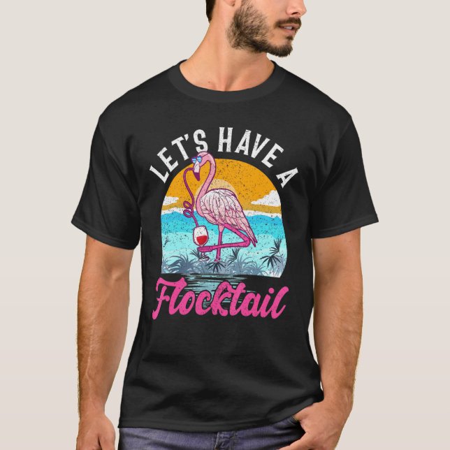 Camiseta Vamos Ter Um Floctail - Vinho De Bebendo Flamingo (Frente)