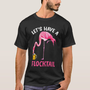 Camiseta Vamos Ter Um Vinho De Bebendo De Flamingo Engraça