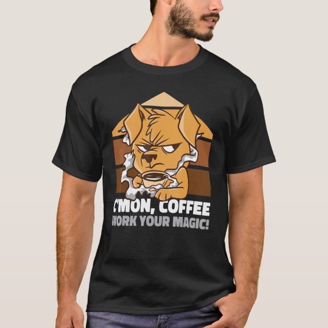 Camiseta Vamos tomar um café, seu cão mágico do Grim (Frente)