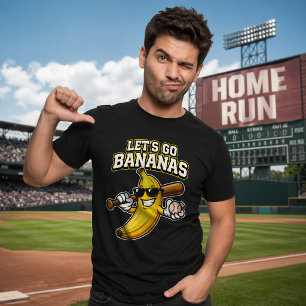 Camiseta Vamos Torcer Bananas Beisebol Retrô Banana Engraça