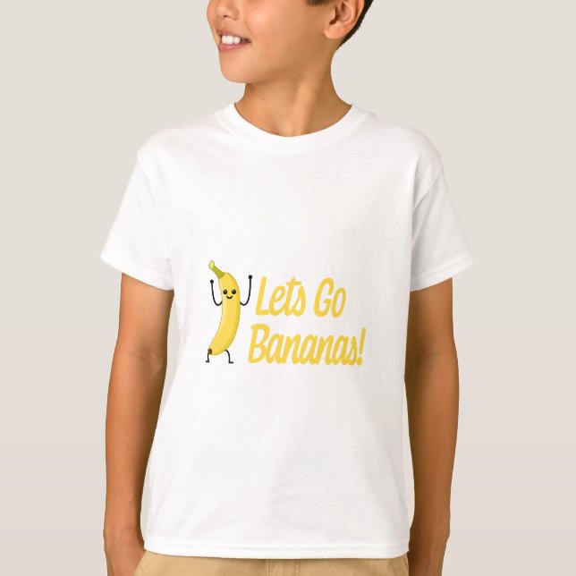 Camiseta Vamos Vai Bananas! Bela Cartoon de Banana. (Frente)