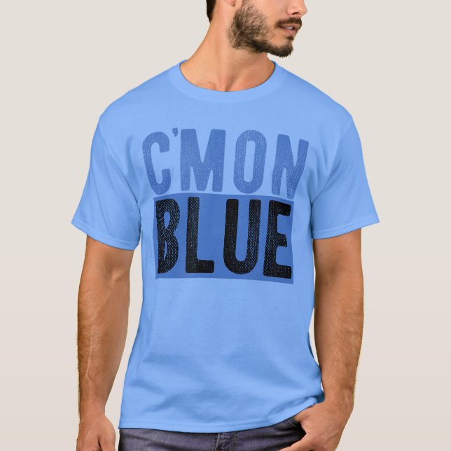 Camiseta Vamos, Vamos Azul Árbitro Presente de Fã de Beiseb (Frente)