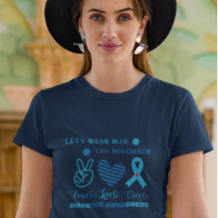 Camiseta Vamos Vestir Azul Esta Consciência Novembro-Diabet