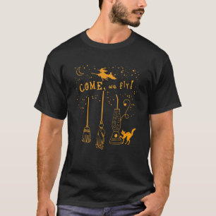 Camiseta Vamos Voar Engraçado Feliz Halloween Bruxa Hocus P