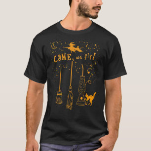 Camiseta Vamos Voar Engraçado Feliz Halloween Bruxa Hocus P