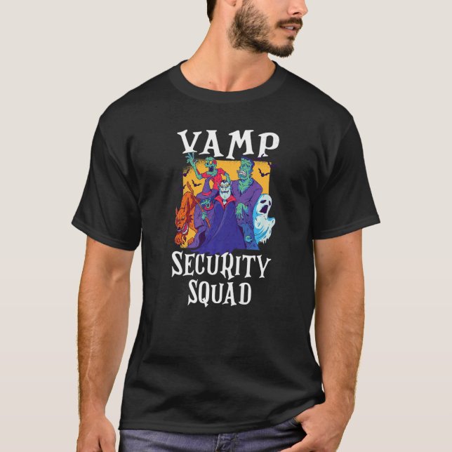 Camiseta Vamp Security Squad Easy Halloween Costume (Frente)