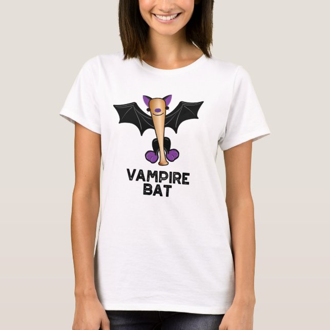 Camiseta Vampiro Bat Funny Baseball Pun (Frente)