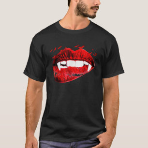 Camiseta Vampiro beijando lábios vampiros dentes morcegos H