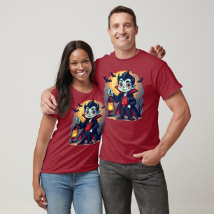 Camiseta Vampiro bonito com Lanterna Kawaii Halloween