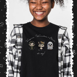 Camiseta Vampiro bonito, lobisomem e Halloween fantasma